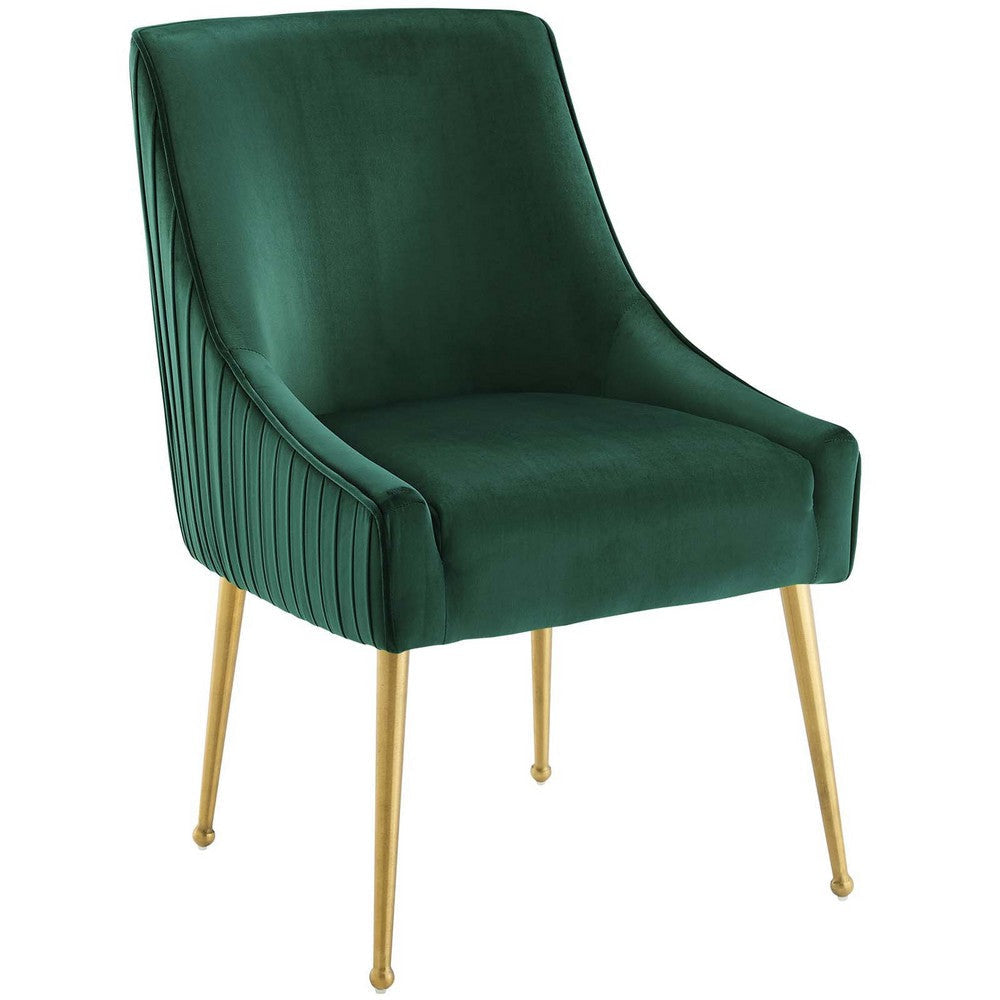 Modway Discern Pleated Back Upholstered Performance Velvet Dining Chair Set of 2 Green MDY-EEI-4149-GRN