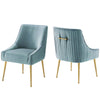 Modway Discern Pleated Back Upholstered Performance Velvet Dining Chair Set of 2, Light Blue