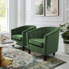 Modway Prospect Channel Tufted Performance Velvet Armchair Set of 2 Emerald MDY-EEI-4150-EME