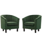 Modway Prospect Channel Tufted Performance Velvet Armchair Set of 2, Emerald