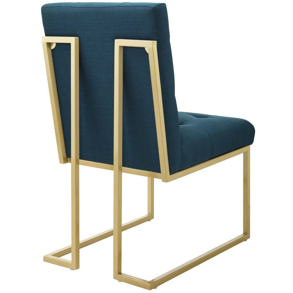 Modway Privy Stainless Steel Upholstered Fabric Dining Accent Chair Set of 2 Gold Azure MDY-EEI-4151-GLD-AZU