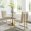 Modway Privy Stainless Steel Performance Velvet Dining Chair Set of 2 Gold Ivory MDY-EEI-4151-GLD-BEI