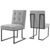 Modway Privy Stainless Steel Upholstered Fabric Dining Chair Set of 2, Black Light Gray