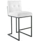 Modway Privy Stainless Steel Upholstered Fabric Bar Stool Set of 2 Black White MDY-EEI-4159-BLK-WHI