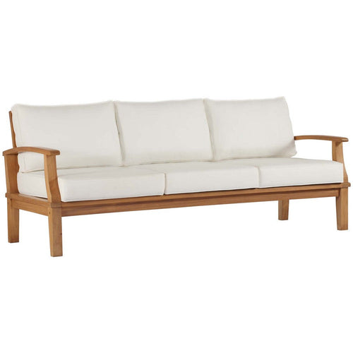 Modway EEI-4176-NAT-WHI Marina Patio Teak Sofa, Natural White