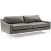 Modway Harness Stainless Steel Base Leather Sofa & Armchair Set in Gray MDY-EEI-4198-GRY-SET