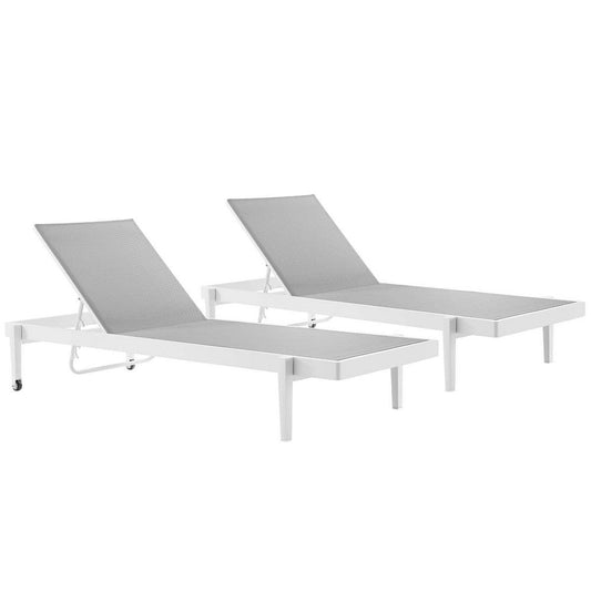 Modway Charleston Set, Two Chaise Lounge Chairs, White Gray