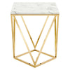 Vertex Gold Metal Stainless Steel End Table by Modway| White