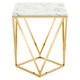 Vertex Gold Metal Stainless Steel End Table by Modway| White