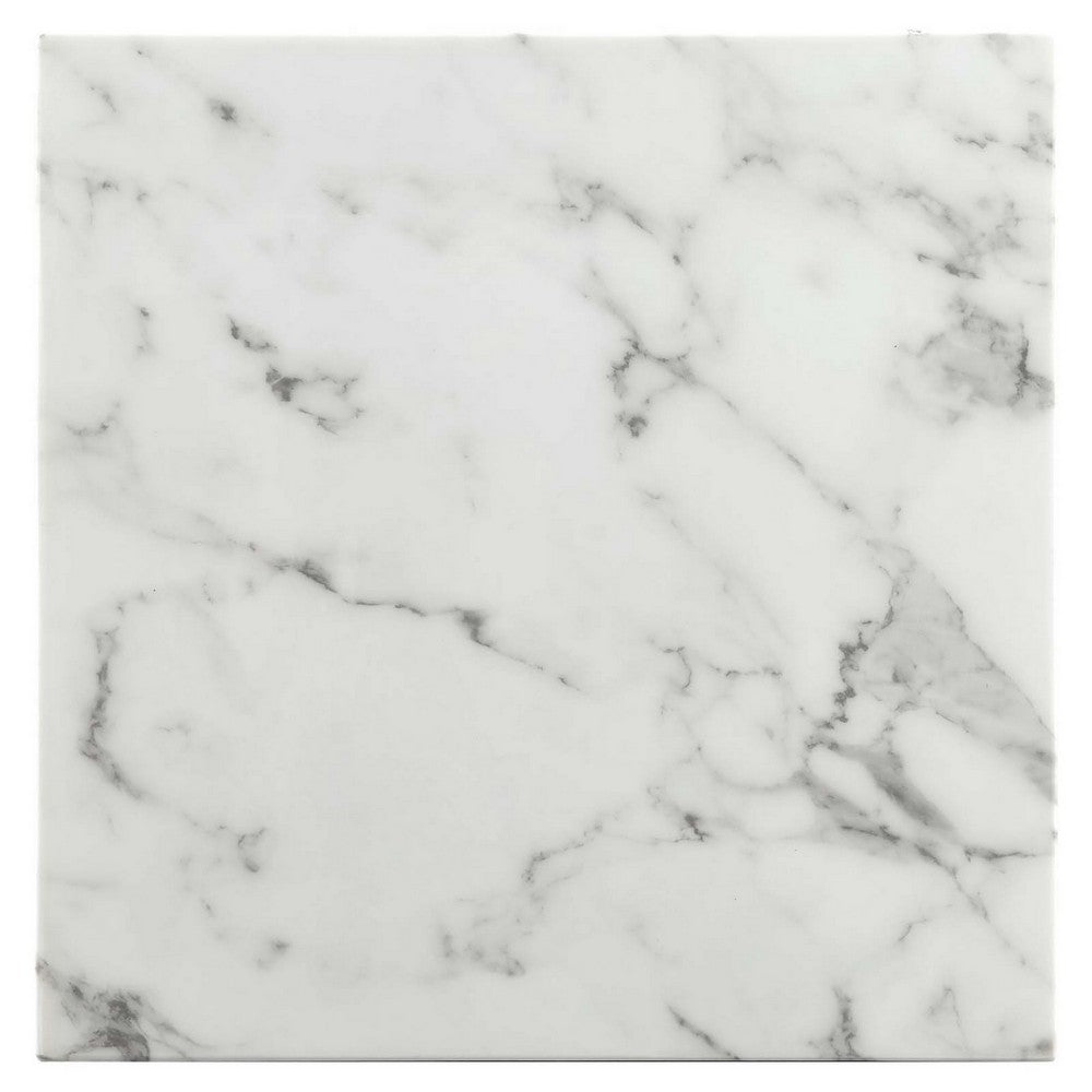 Vertex Gold Metal Stainless Steel End Table by Modway| White