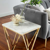 Vertex Gold Metal Stainless Steel End Table by Modway| White
