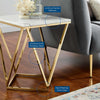 Vertex Gold Metal Stainless Steel End Table by Modway| White