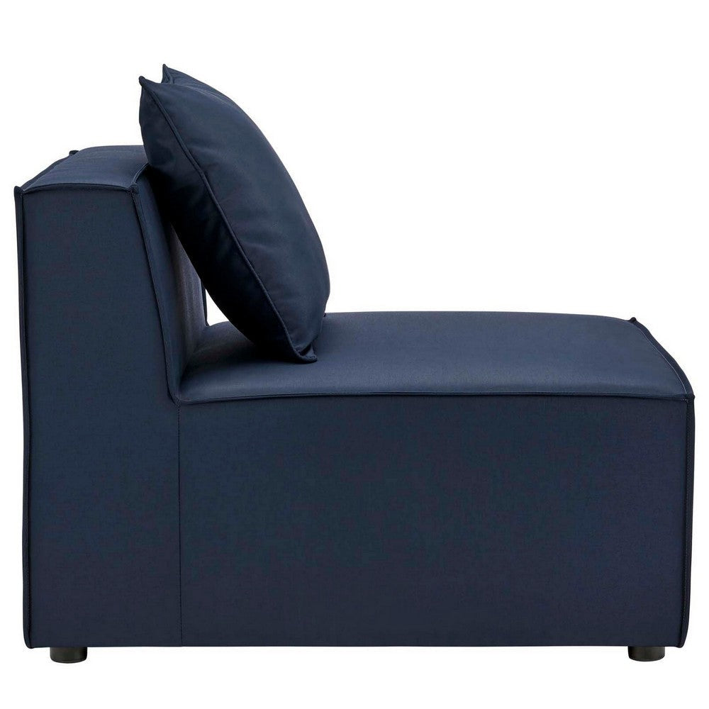 Modway EEI-4209-NAV Saybrook Outdoor Patio Upholstered Sectional Armless Chair Navy Blue MDY-EEI-4209-NAV