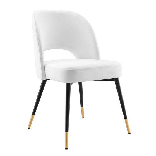 Modway Rouse Performance Velvet Dining Side Chair in White 23 x 20 x 32