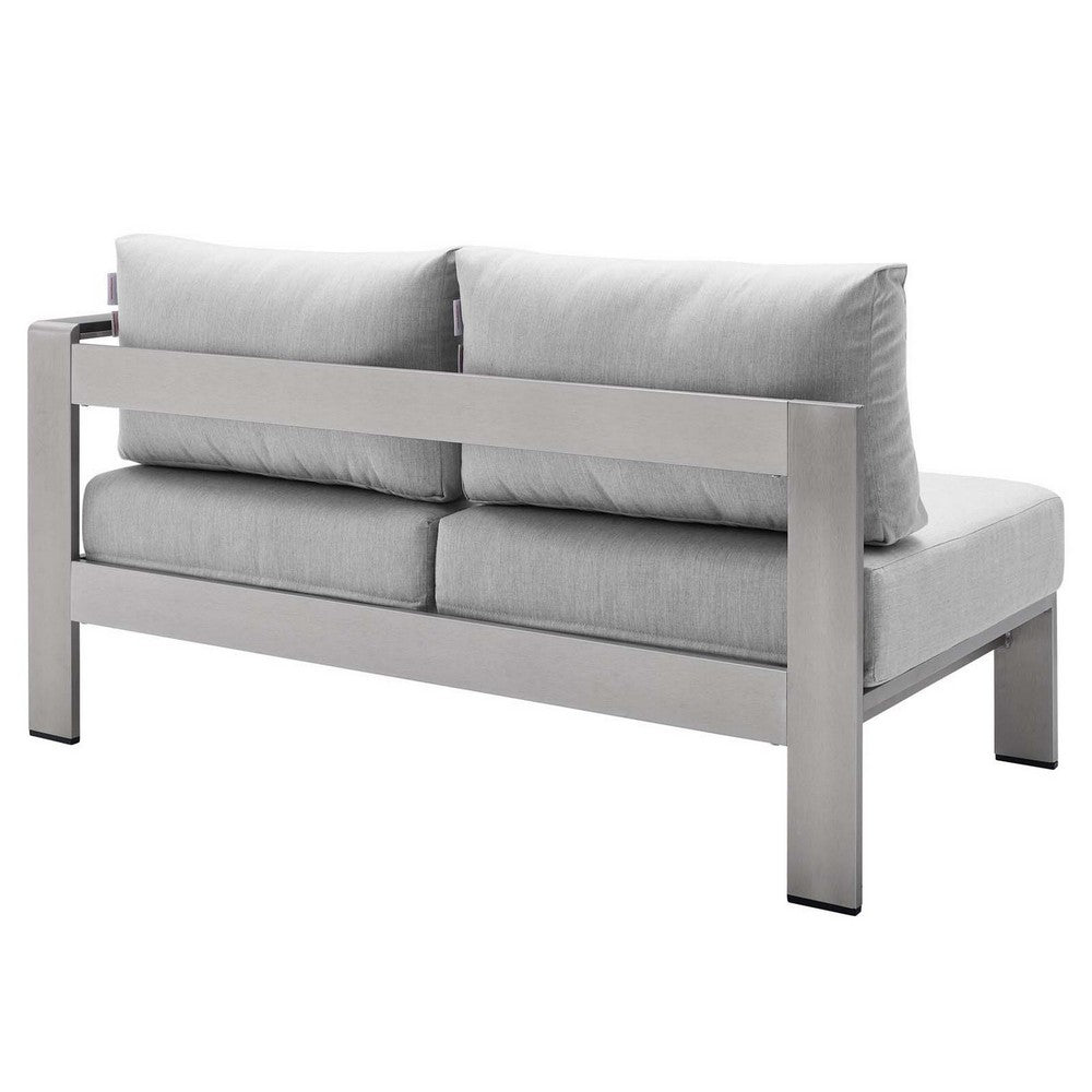 Shore Sunbrella® Fabric Aluminum Outdoor Patio Right-Arm Loveseat by Modway| Gray