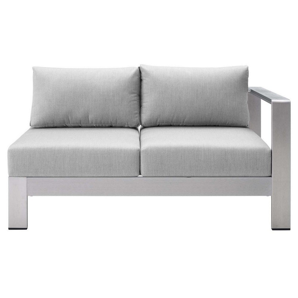 Shore Sunbrella® Fabric Aluminum Outdoor Patio Right-Arm Loveseat by Modway| Gray