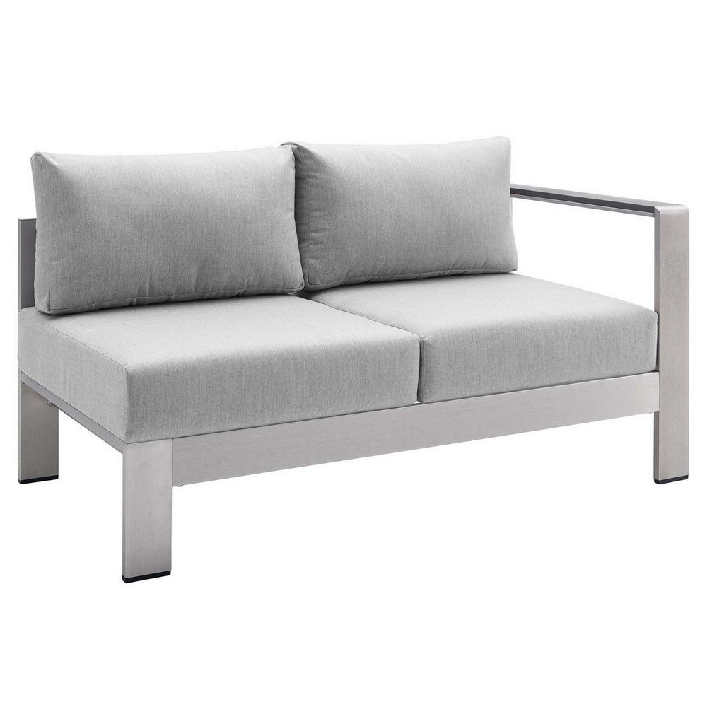 Shore Sunbrella® Fabric Aluminum Outdoor Patio Right-Arm Loveseat by Modway| Gray