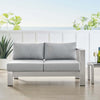 Shore Sunbrella® Fabric Aluminum Outdoor Patio Right-Arm Loveseat by Modway| Gray