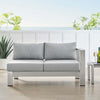 Shore Sunbrella® Fabric Aluminum Outdoor Patio Right-Arm Loveseat - No Shipping Charges