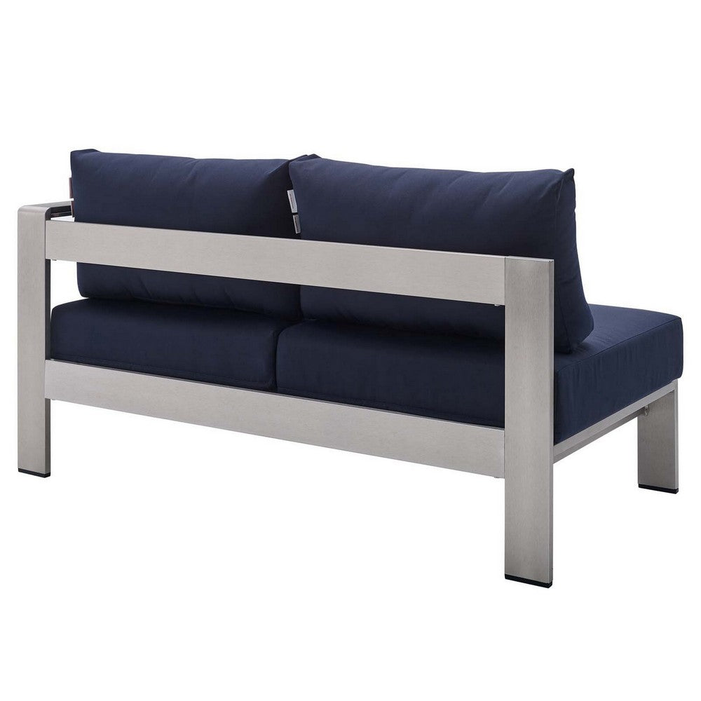 Shore Sunbrella® Fabric Aluminum Outdoor Patio Right-Arm Loveseat by Modway| Blue