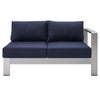 Shore Sunbrella® Fabric Aluminum Outdoor Patio Right-Arm Loveseat by Modway| Blue