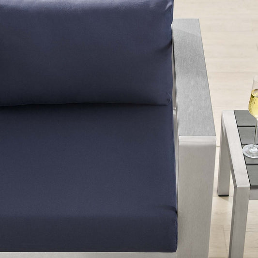 Shore Sunbrella® Fabric Aluminum Outdoor Patio Right-Arm Loveseat by Modway| Blue