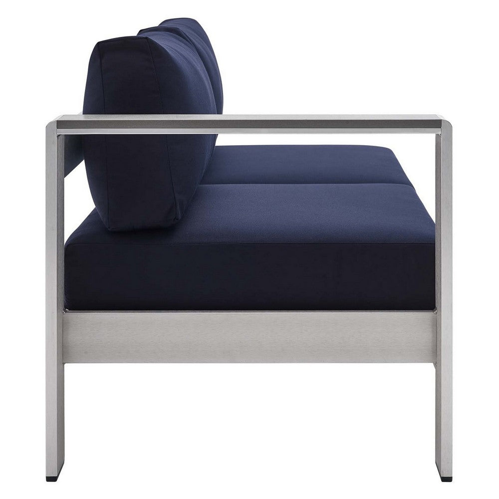 Shore Sunbrella® Fabric Aluminum Outdoor Patio Left-Arm Loveseat by Modway| Blue