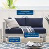 Shore Sunbrella® Fabric Aluminum Outdoor Patio Left-Arm Loveseat - No Shipping Charges MDY-EEI-4223-SLV-GRY