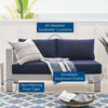Shore Sunbrella® Fabric Aluminum Outdoor Patio Left-Arm Loveseat by Modway| Blue