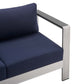 Modway EEI-4226-SLV-NAV Shore EEI-4226-SLV-NAVShore Sunbrella Patio Loveseat in Silver Navy MDY-EEI-4226-SLV-NAV