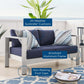 Modway EEI-4226-SLV-NAV Shore EEI-4226-SLV-NAVShore Sunbrella Patio Loveseat in Silver Navy MDY-EEI-4226-SLV-NAV