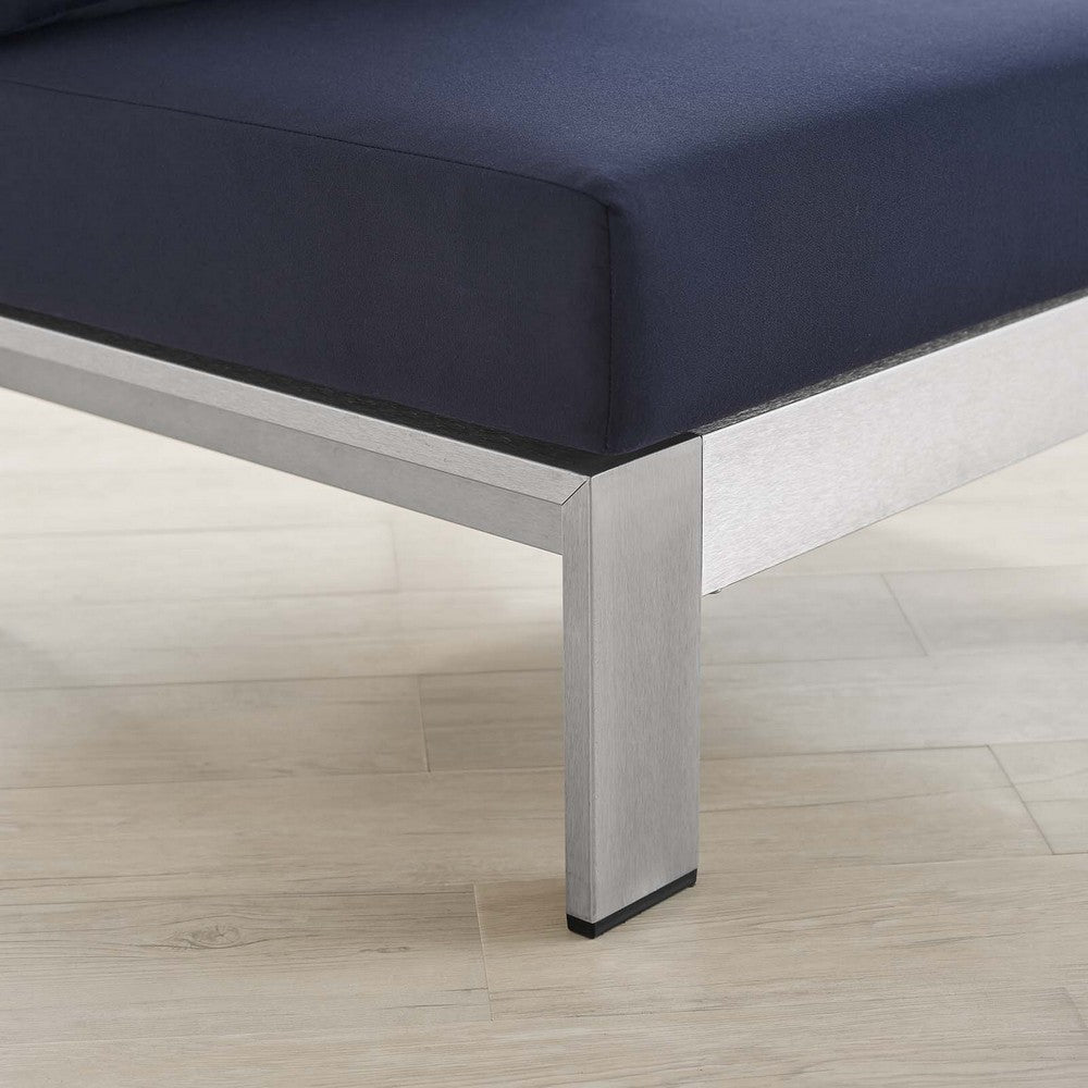 Shore Sunbrella® Fabric Aluminum Outdoor Patio Armless Chair by Modway| Blue