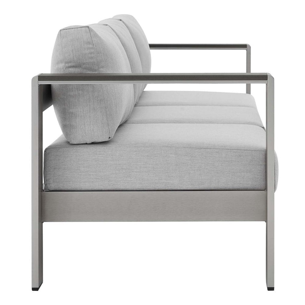 Modway Shore Sunbrella® Fabric Aluminum Outdoor Patio Sofa MDY-EEI-4228-SLV-GRY