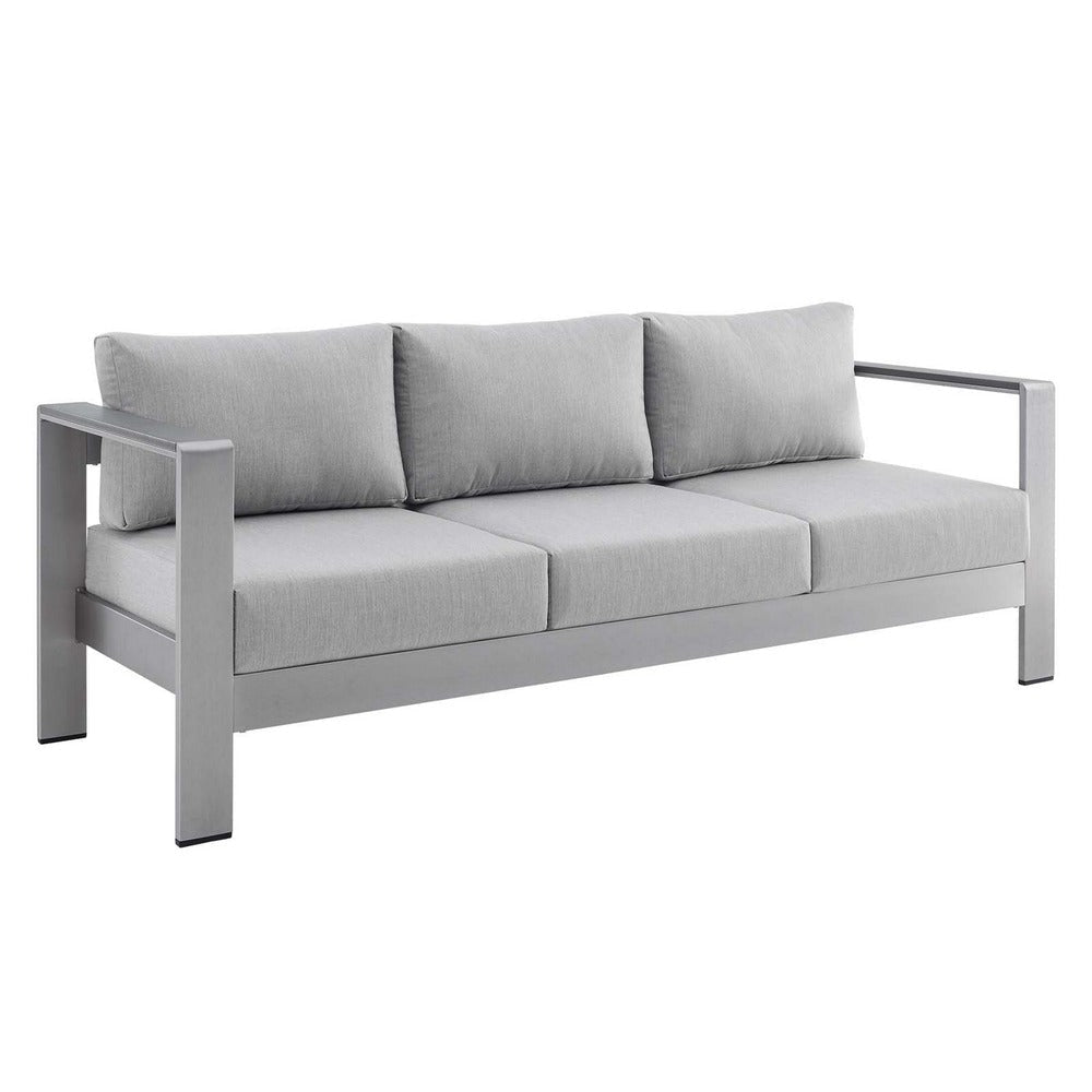 Modway Shore Sunbrella® Fabric Aluminum Outdoor Patio Sofa MDY-EEI-4228-SLV-GRY