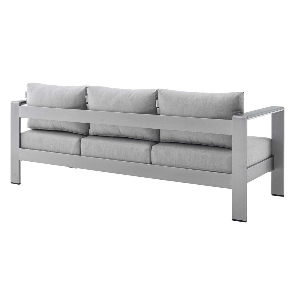 Modway Shore Sunbrella® Fabric Aluminum Outdoor Patio Sofa MDY-EEI-4228-SLV-GRY