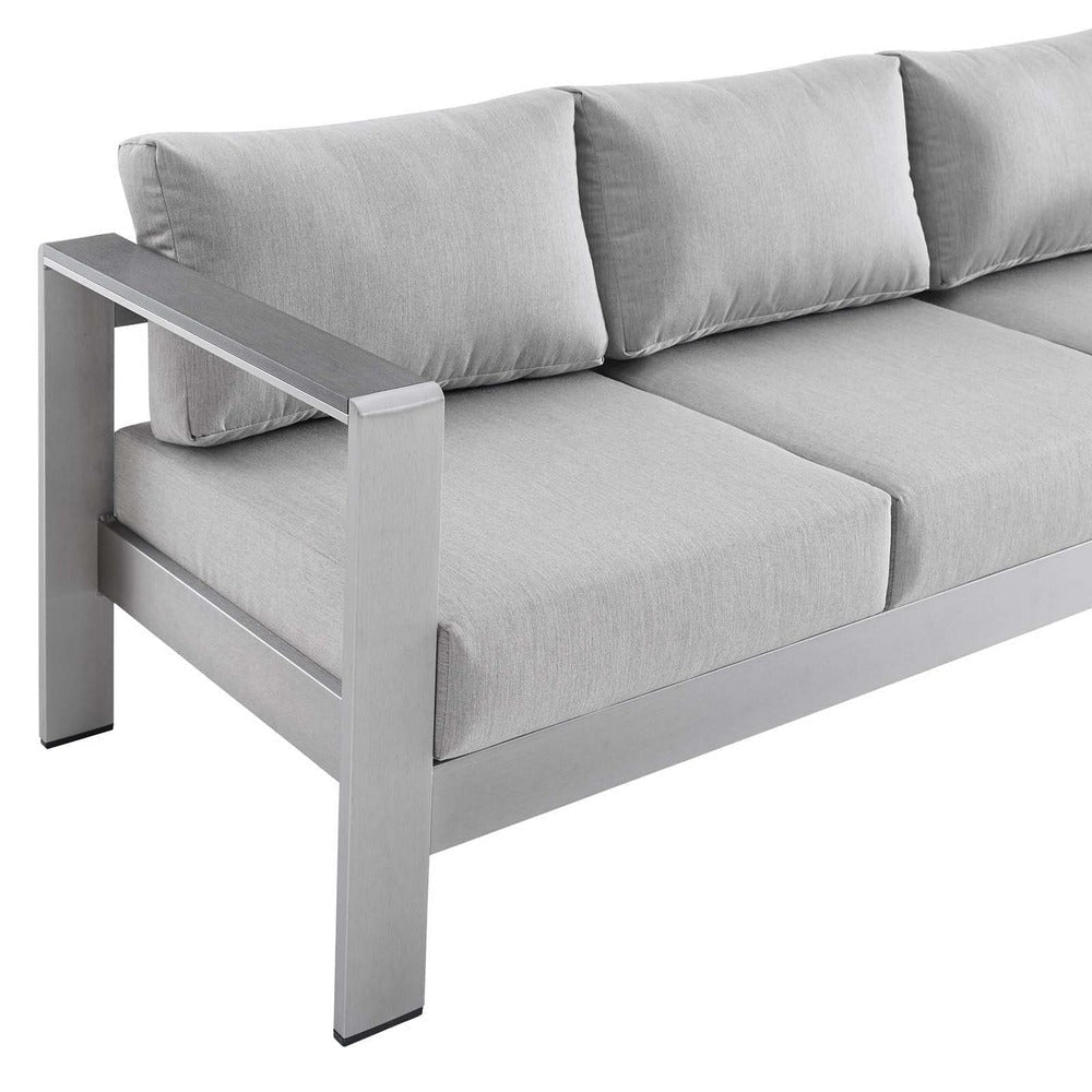 Modway Shore Sunbrella® Fabric Aluminum Outdoor Patio Sofa MDY-EEI-4228-SLV-GRY