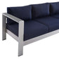 Shore Sunbrella® Fabric Aluminum Outdoor Patio Sofa - No Shipping Charges MDY-EEI-4228-SLV-NAV