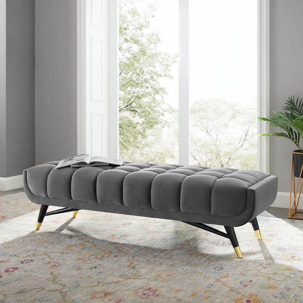 Modway Adept 60" Performance Velvet Bench in Gray, 60 Inches