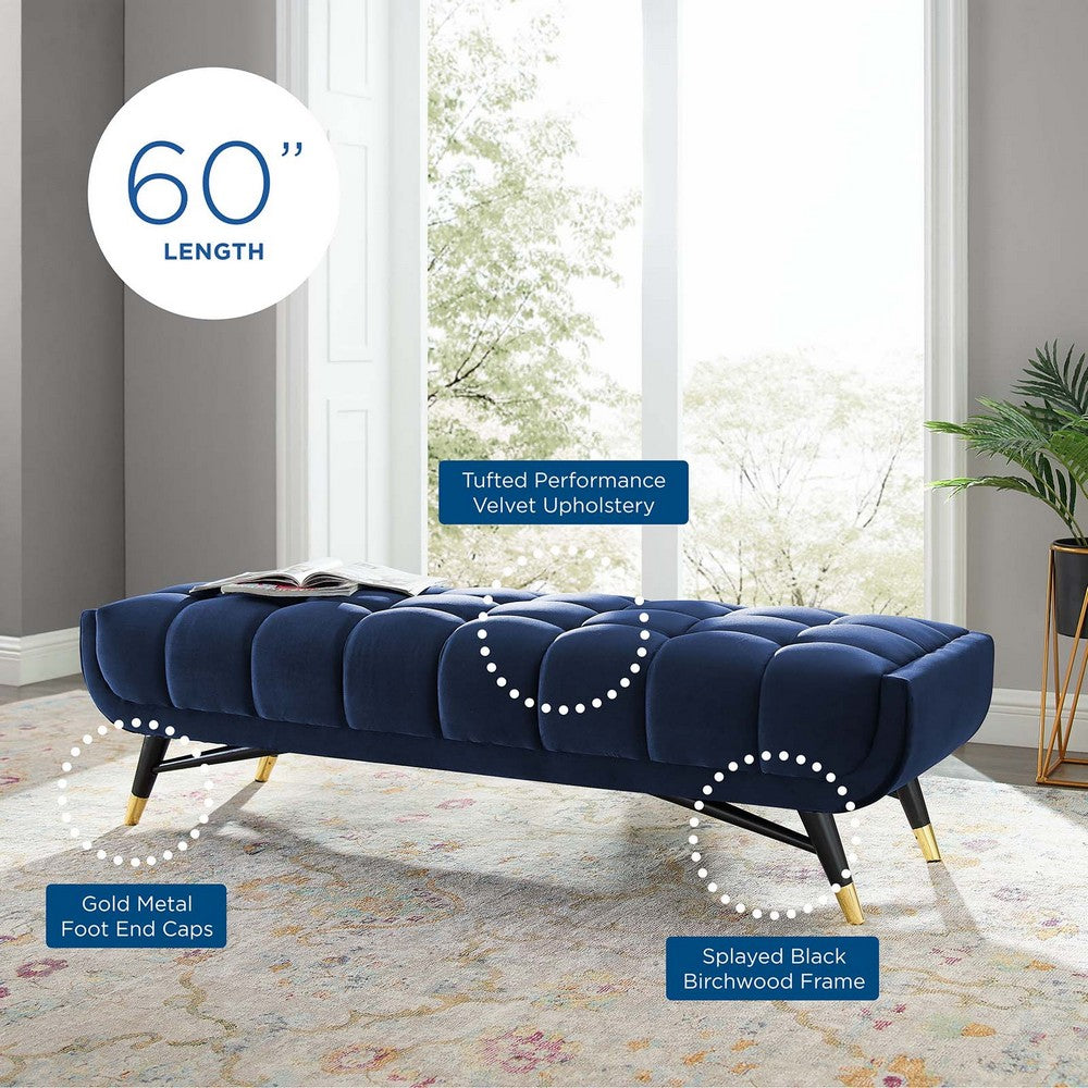 Adept 60" Performance Velvet Bench by Modway| Blue