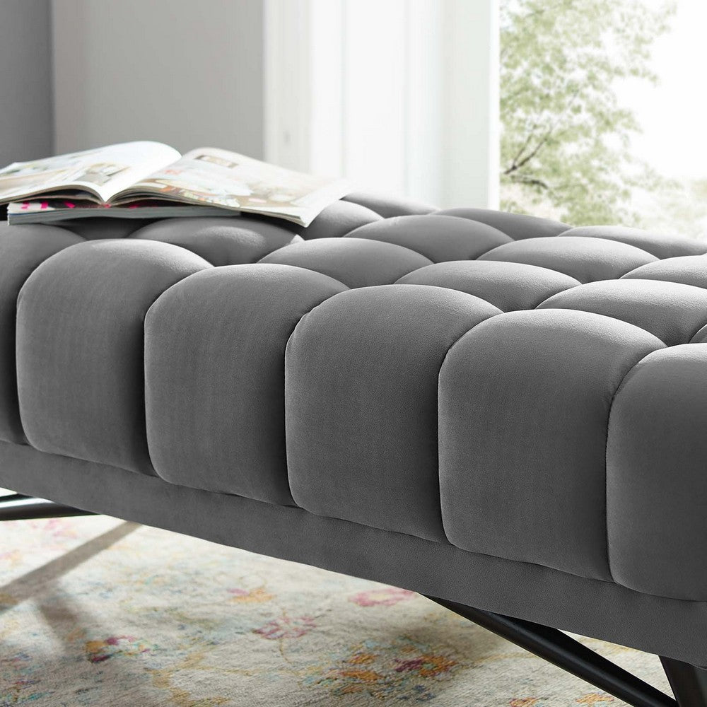 Adept 47.5" Performance Velvet Bench by Modway| Gray