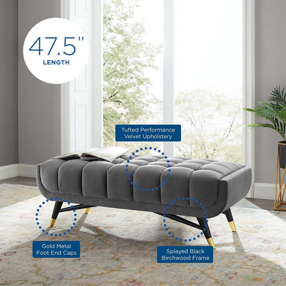 Adept 47.5" Performance Velvet Bench by Modway| Gray