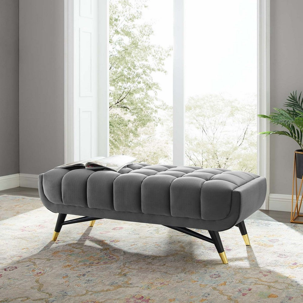 Adept 47.5" Performance Velvet Bench by Modway| Gray