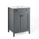 Modway Nantucket Bathroom Vanity Cabinet, 24" with White Sink, Grey