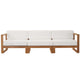 Modway EEI-4254-NAT-WHI-SET Upland Patio Teak Wood Sectional, 3-Piece Set (Sofa), Natural White