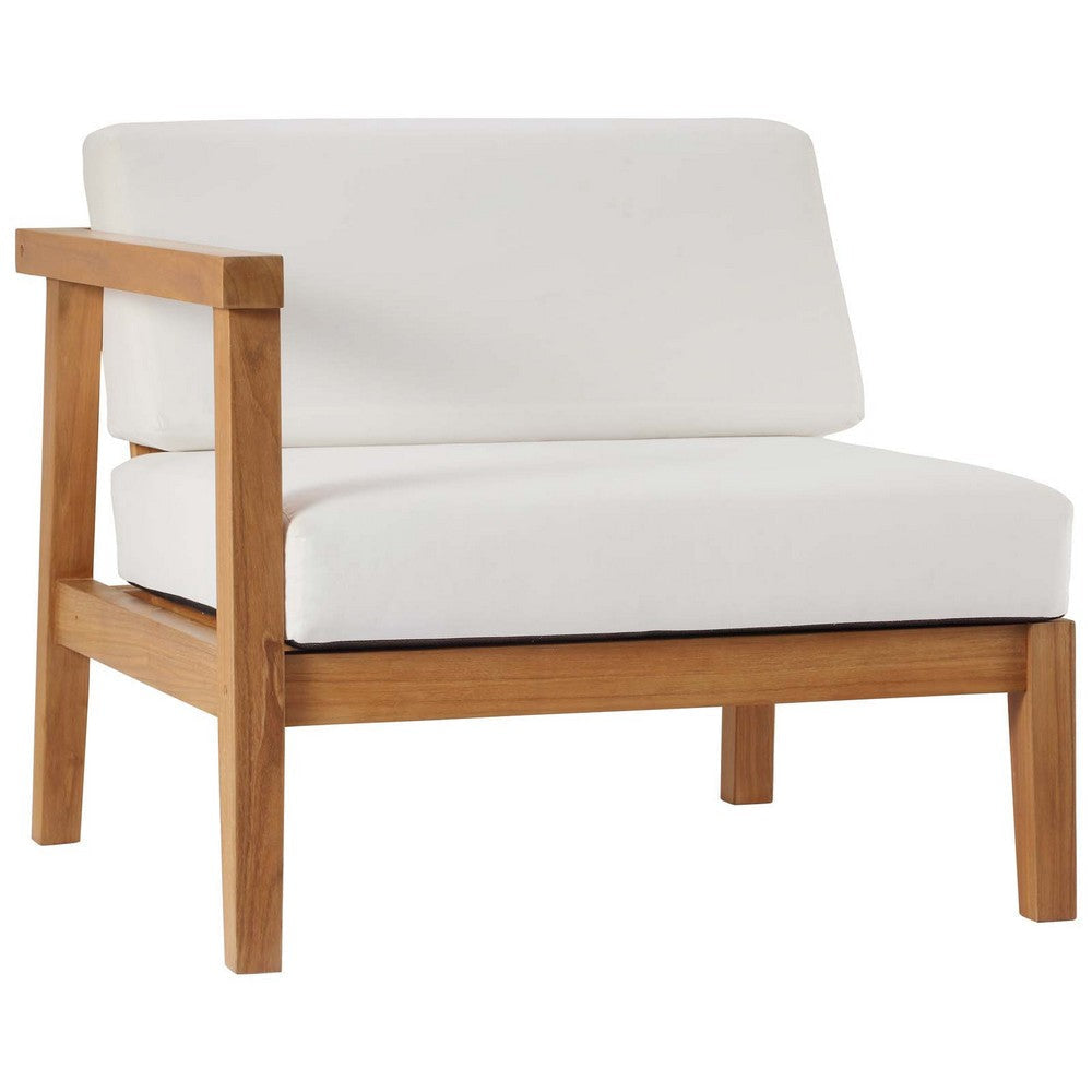 Modway EEI-4259-NAT-WHI-SET Bayport Patio Teak Wood 2-Seater Loveseat 2 Piece Set Natural White MDY-EEI-4259-NAT-WHI-SET