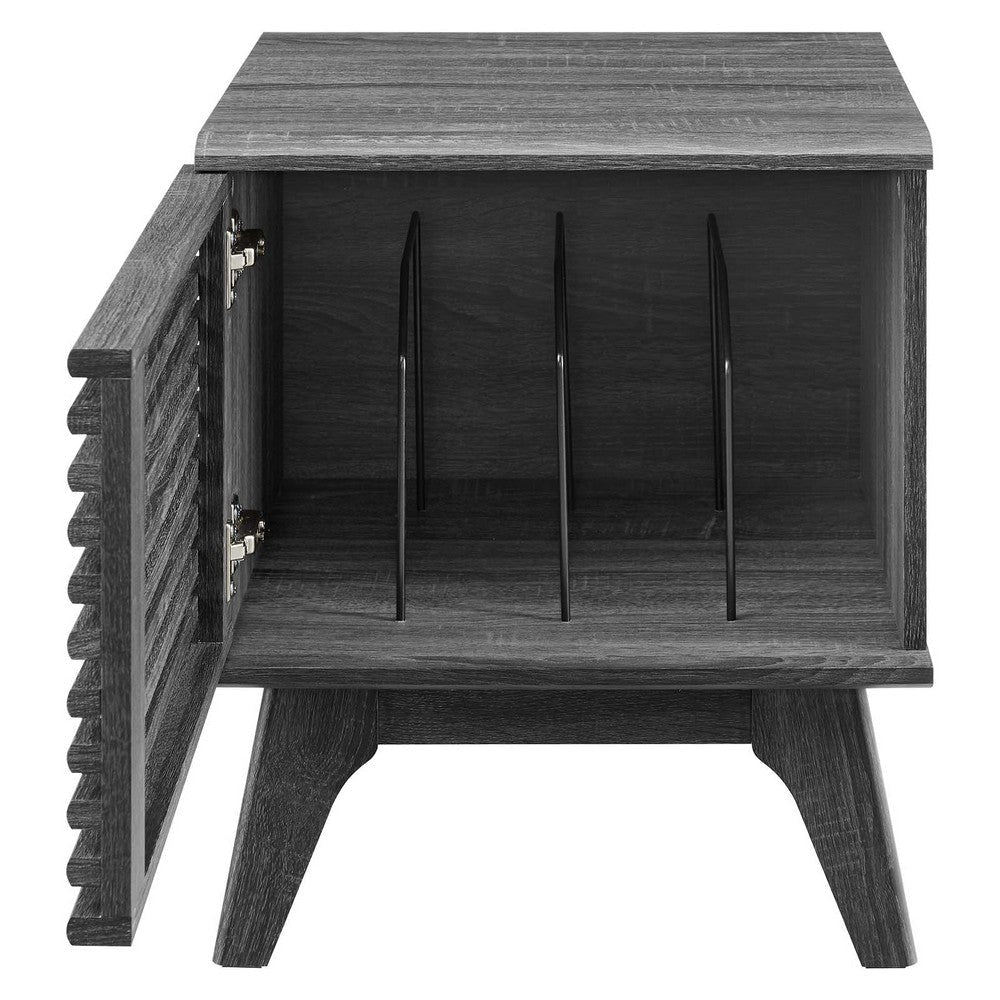 Modway Render Mid-Century Modern 19’’ Vinyl Record Display Stand in Charcoal