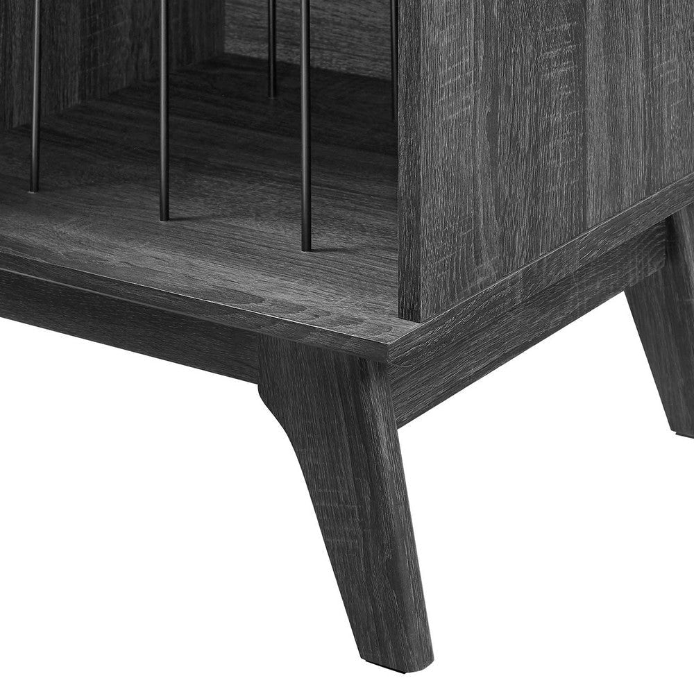 Modway Render Mid-Century Modern 19’’ Vinyl Record Display Stand in Charcoal