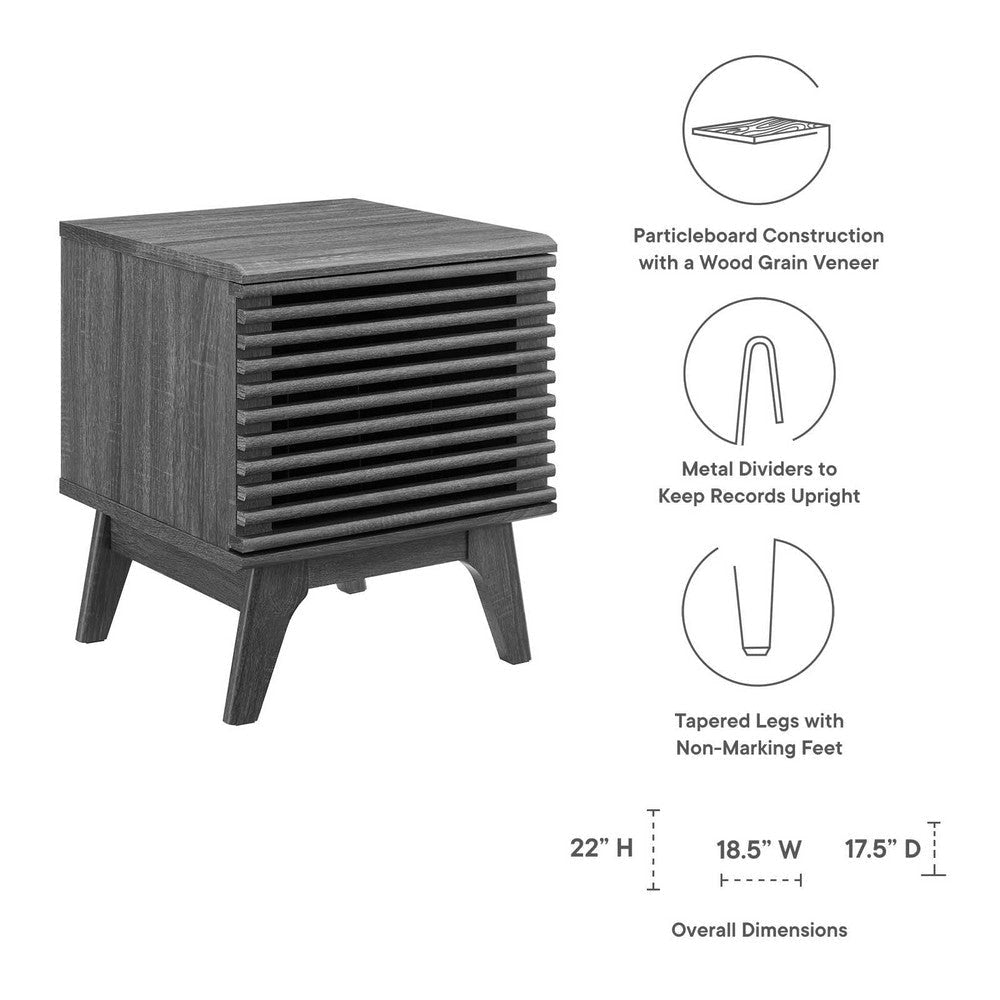 Modway Render Mid-Century Modern 19’’ Vinyl Record Display Stand in Charcoal