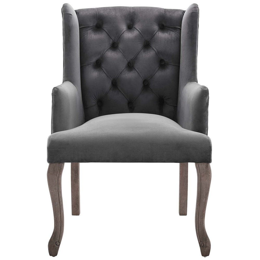 Modway Realm French Vintage Dining Performance Velvet Armchair - Set of 2 Gray MDY-EEI-4292-GRY