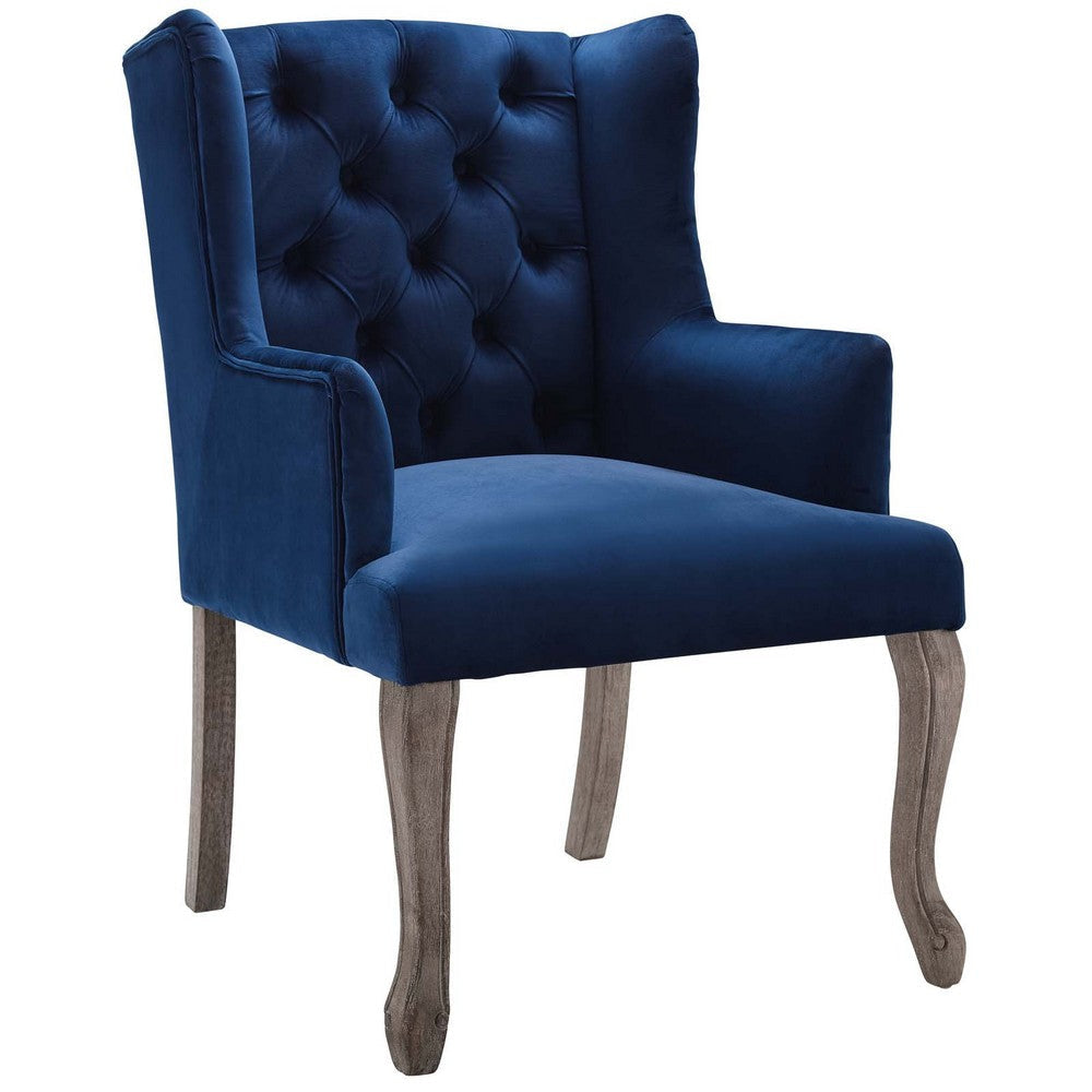 Modway Realm French Vintage Dining Performance Velvet Armchair - Set of 2 Navy MDY-EEI-4292-NAV